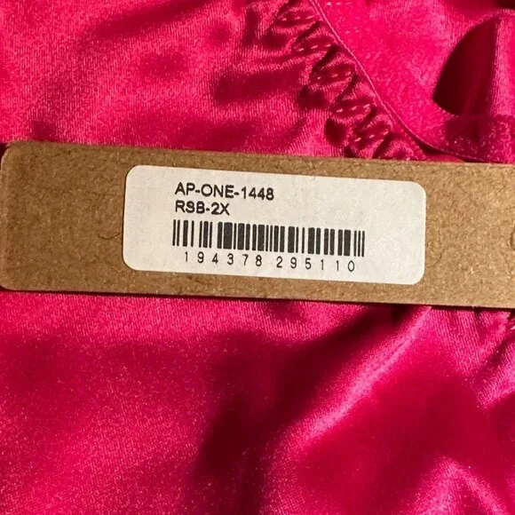 Skims Woven Shine Tie Front Teddy Size 2X Raspberry AP-ONE-1448 - Picture 6 of 9